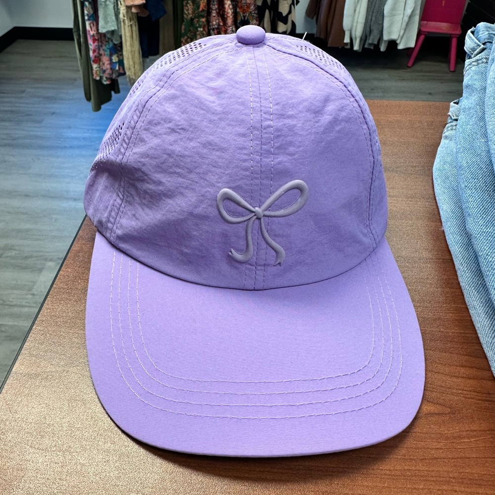 Purple Lavender Bow Athletic Cap
